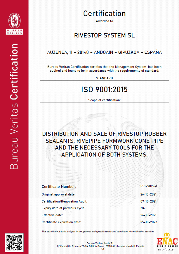 RIVESTOP SYSTEM SL ISO 9001 (EN)